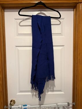 Classic Blue Fringe Scarf - Women's Wrap